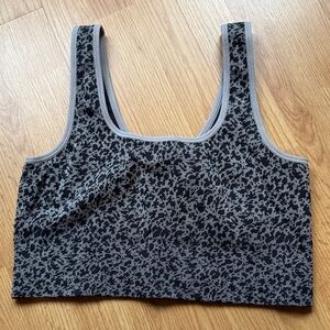 Athleta Black and Gray Patterned Sports Bra